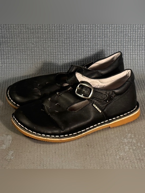 L'Amour Other - L'Amour Black Leather T-Strap Mary Jane Slip On Shoes Kid’s Size 13C